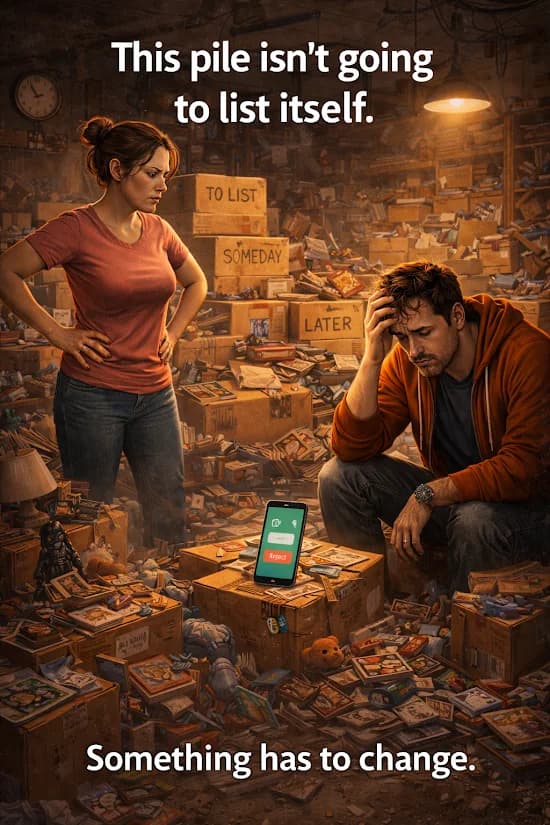 A reseller's death pile - inventory waiting to be listed